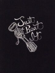 A black towel with the words "Just Beat It" on it.