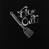 A black towel with the word "Flip Out" on it.
