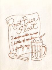 Root Beer Float Embroidered Flour Sack Towel.